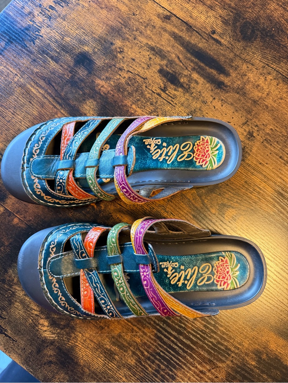 Corkys elite Multicolor Leather Strappy Slide Mules - Picture 2 of 4